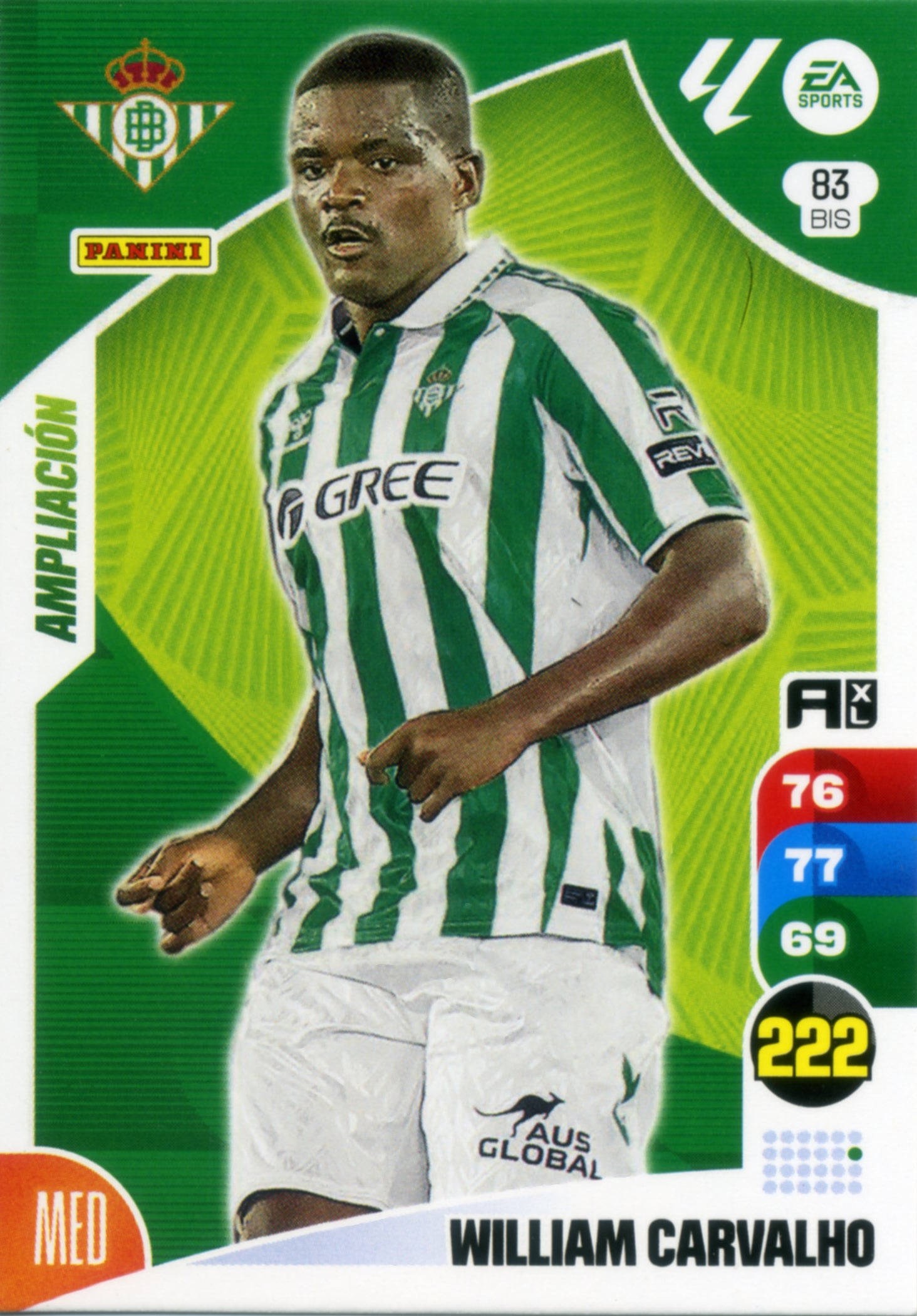 Panini Adrenalyn XL La Liga 2024/2025 - #083 BIS - WILLIAM CARVALHO - BETIS - AMPLIACIÓN - Cromo RAW