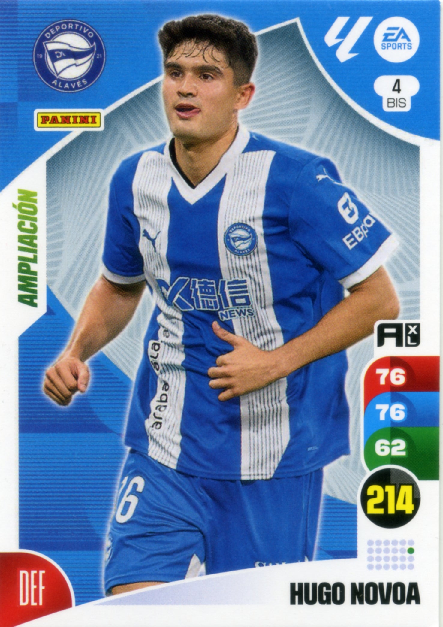 Panini Adrenalyn XL La Liga 2024/2025 - #004 BIS - HUGO NOVOA - ALAVÉS - AMPLIACIÓN - Cromo RAW
