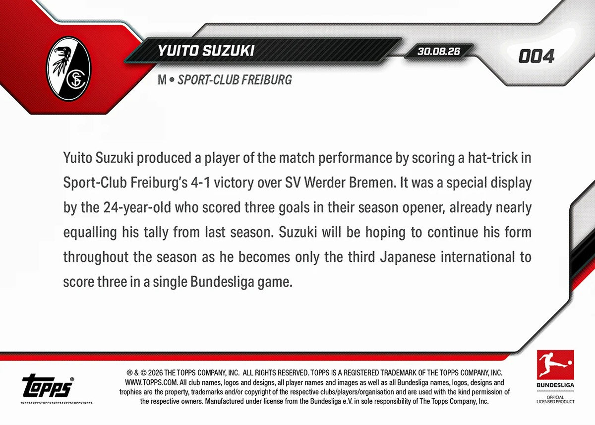 2026-27 | Topps | Now | Bundesliga | #004 | Yuito Suzuki | Base