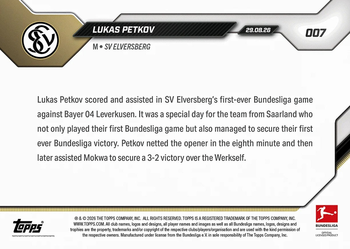2026-27 | Topps | Now | Bundesliga | #007 | Lucas Petkov | Base