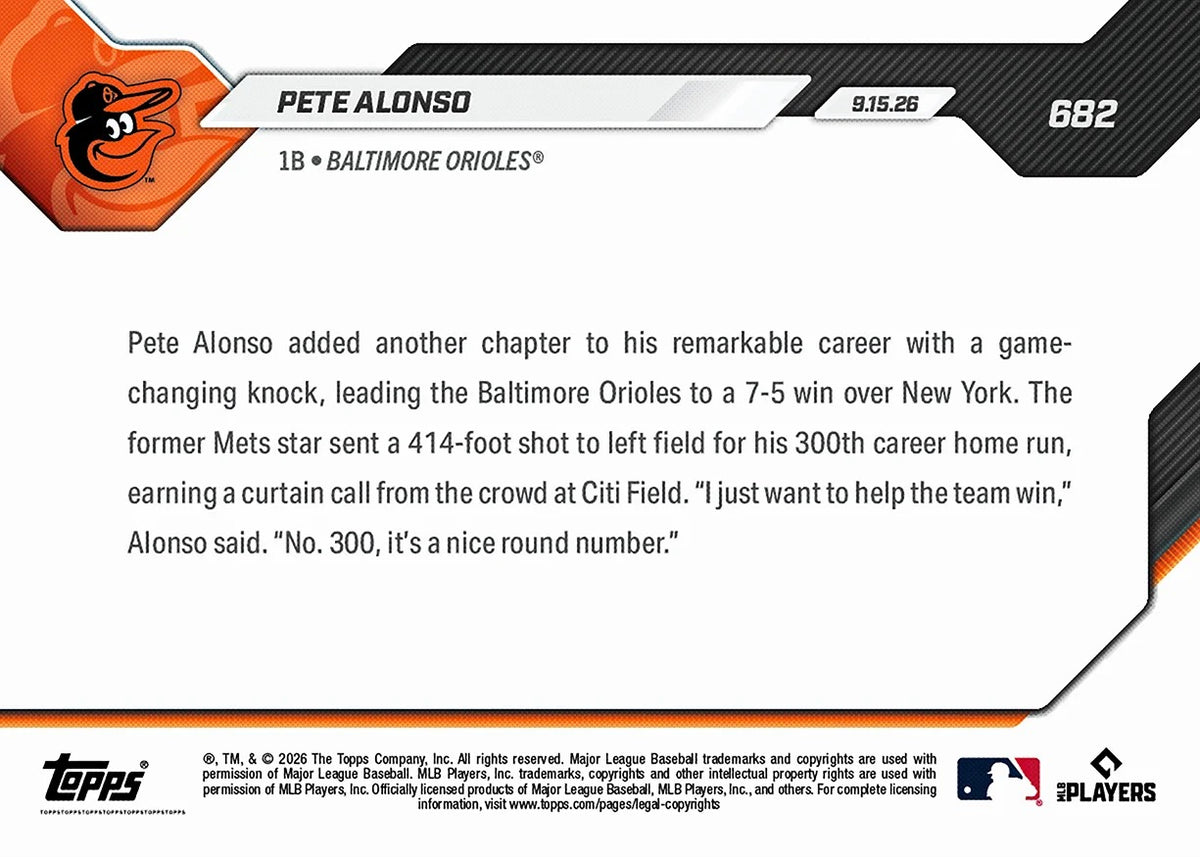 2026 | Topps | Now | MLB | #682 | Pete Alonso | Base