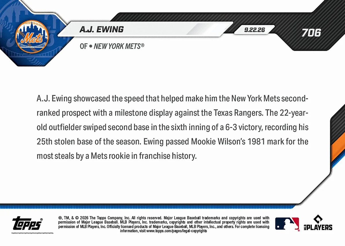 2026 | Topps | Now | MLB | #706 | A.J. Ewing | Base
