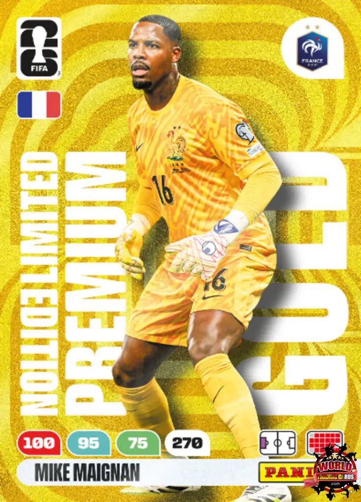 adrenalyn xl limited edition cards Soccer Trading Card-Mike Maignan-France-Panini Adrenalyn XL Fifa World Cup 2026-PGLE4-Premium Gold Limited Edition