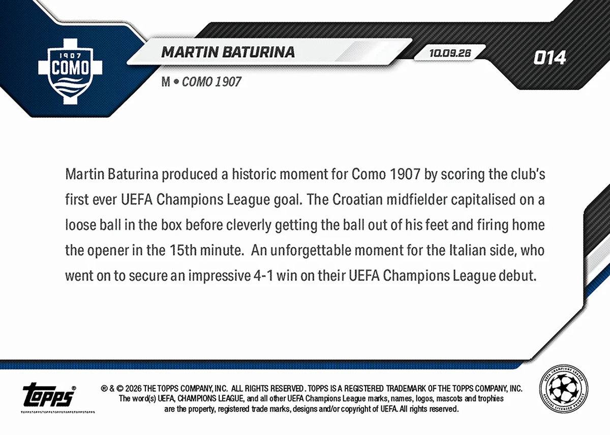2026-27 | Topps | Now | Uefa Champions League | #014 | Martin Baturina | Base