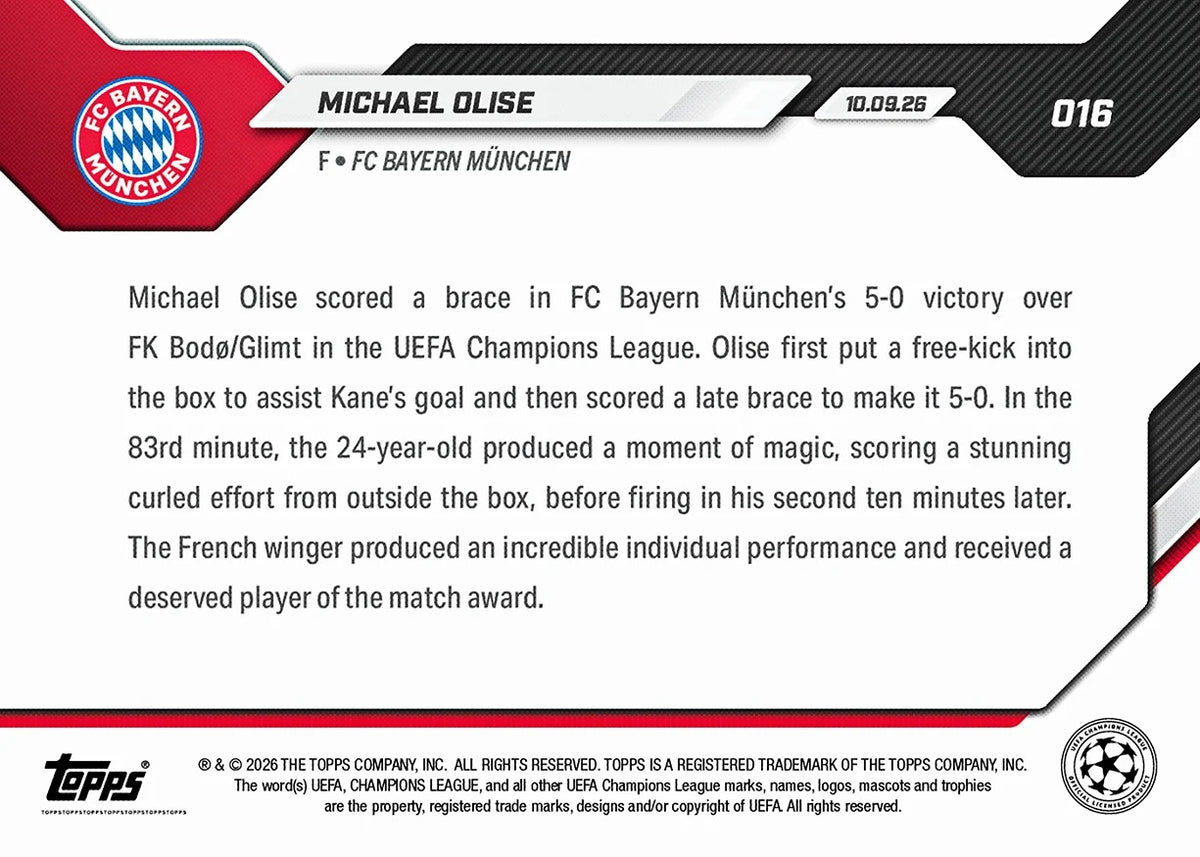 2026-27 | Topps | Now | Uefa Champions League | #016 | Michael Olise | Base