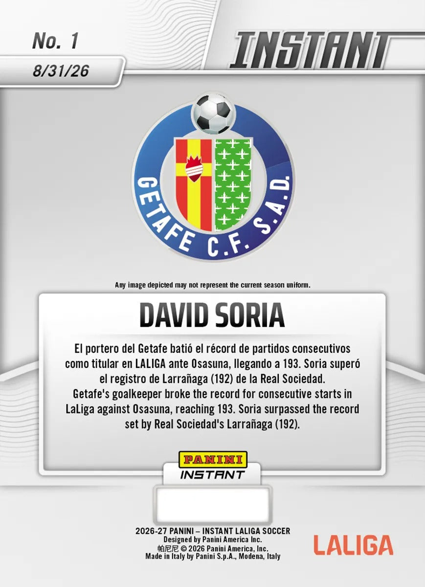 2026-27 | Panini | Instant | La Liga | #001 | David Soria | Base