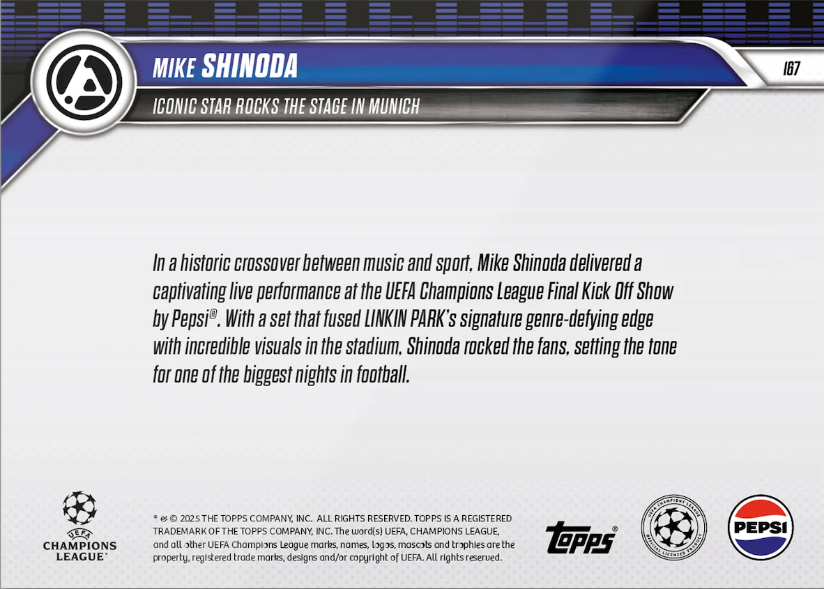 Mike Shinoda - 2024-25 UCL Topps NOW® - Card 167 - World Trading Cards