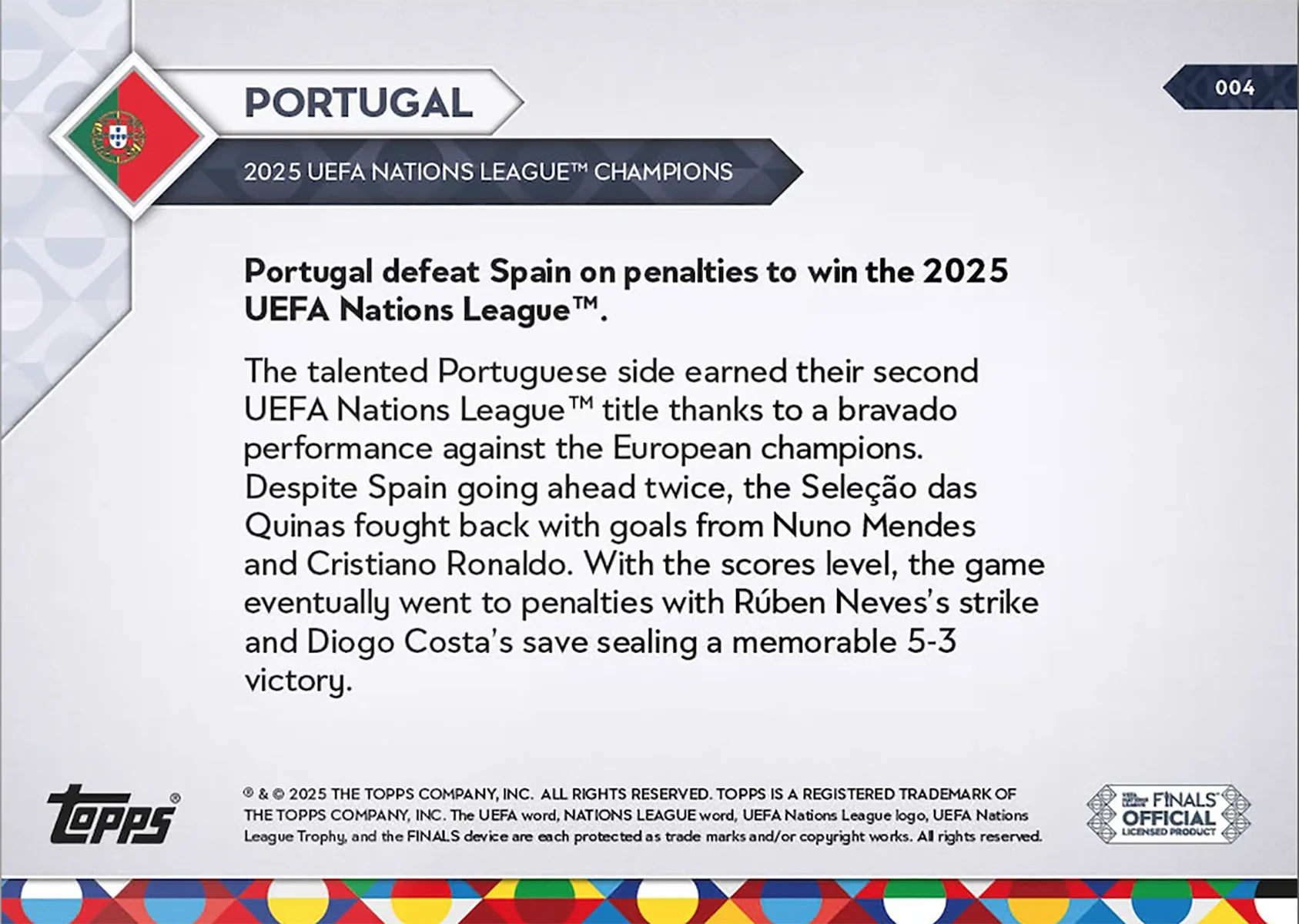 Portugal - 2025 UEFA Nations League Topps NOW - Card 4 - World Trading Cards