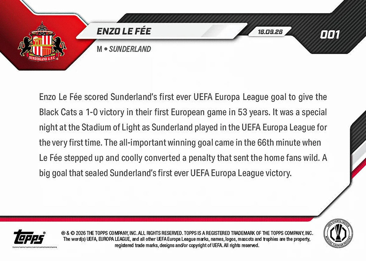 2026-27 | Topps | Now | UEL | #001 | Enzo Le Fée | Base