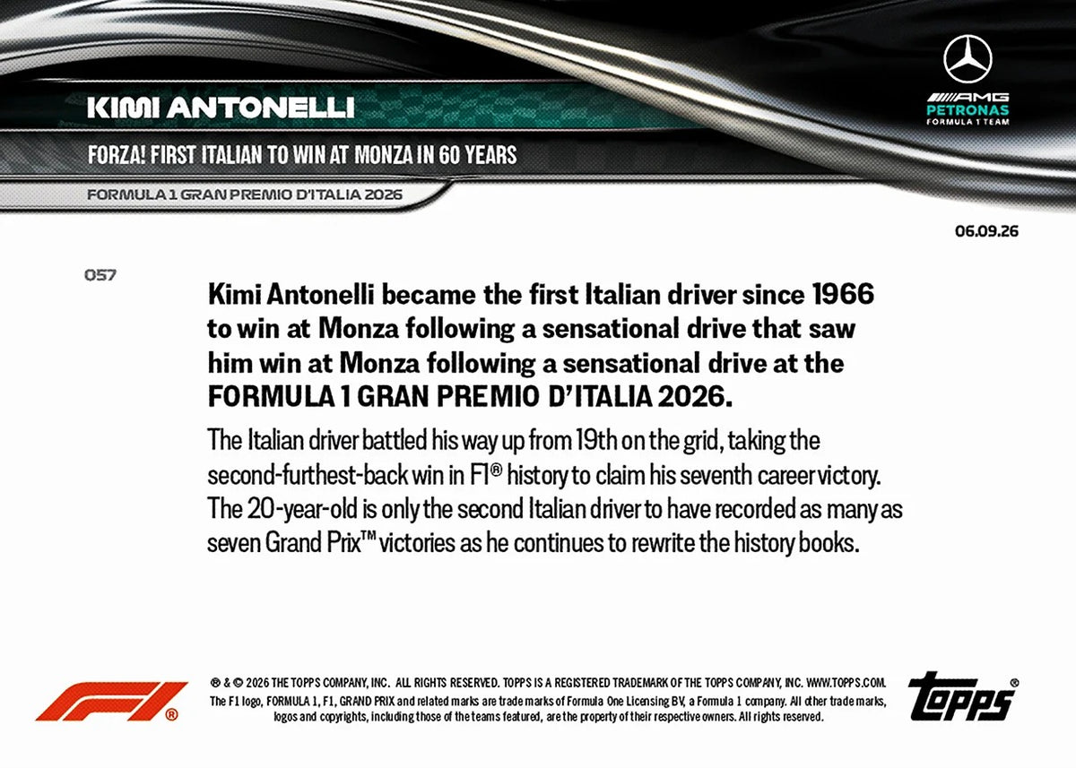 2026 | Topps | Now | Formula 1 | #057 | Kimi Antonelli | Base