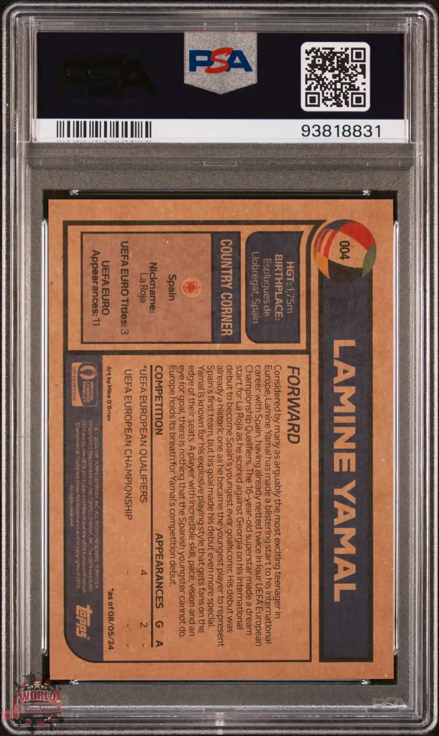 Lamine Yamal - 2024 - Topps Living Set UEFA EURO - ROOKIE - #004 - España - GRADED PSA 7 - NATIONAL DEBUT