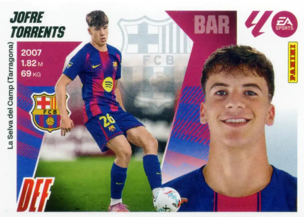 Cromo Trading Card Fútbol-Jofre-FC Barcelona-Panini Liga Este 2025-2026-7Bis-Coloca