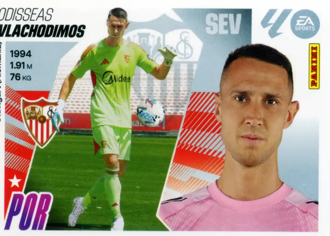Cromo Trading Card Fútbol-Vlachodimos-Sevilla FC-Panini Liga Este 2025-2026-4Bis-Coloca