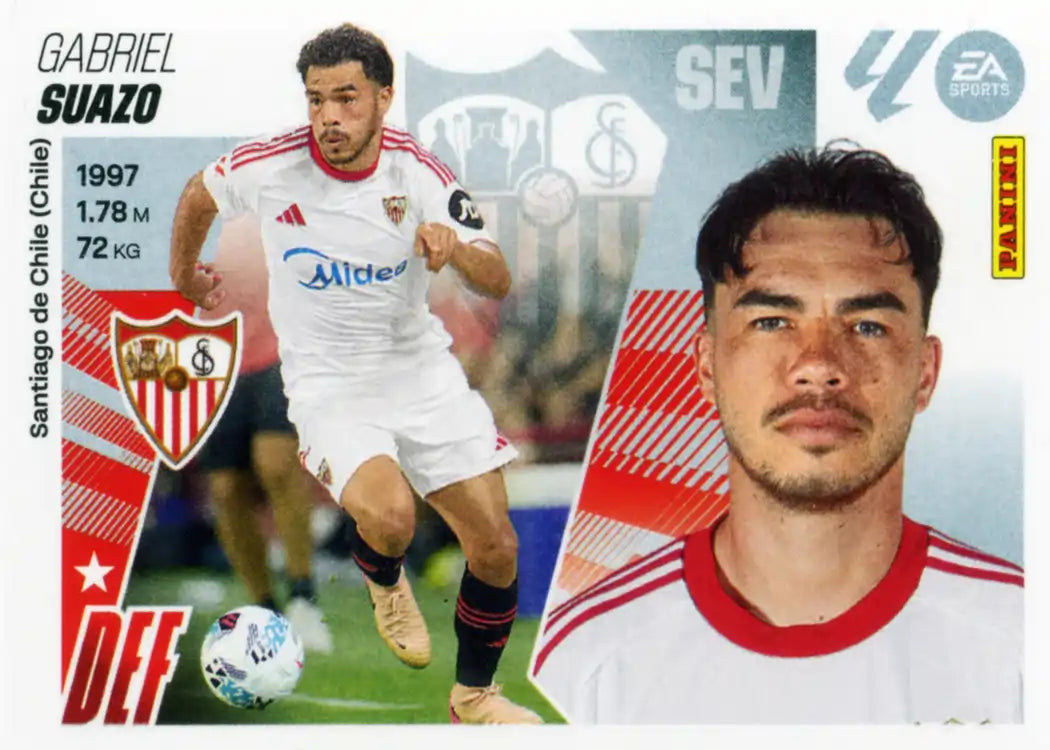 Cromo Trading Card Fútbol-Suazo-Sevilla FC-Panini Liga Este 2025-2026-UF26-Últimos Fichajes