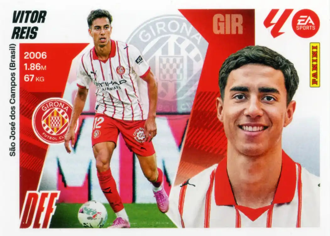 Cromo Trading Card Fútbol-Vitor Reis-Girona FC-Panini Liga Este 2025-2026-UF28-Últimos Fichajes