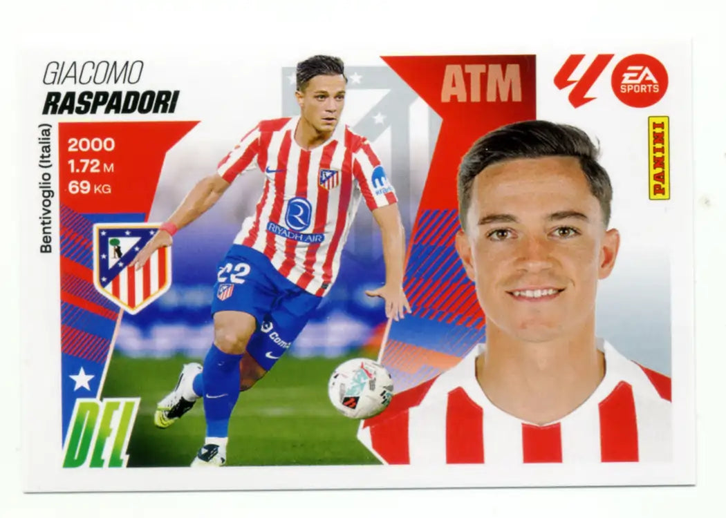 Cromo Trading Card Fútbol-Raspadori-Atlético de Madrid-Panini Liga Este 2025-2026-UF42-Últimos Fichajes