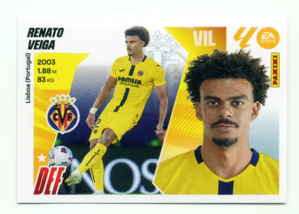 Cromo Trading Card Fútbol-Renato Veiga-Villarreal CF-Panini Liga Este 2025-2026-UF45-Últimos Fichajes