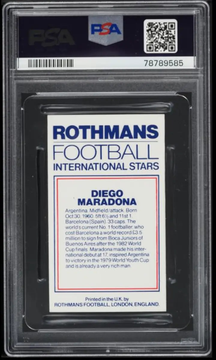 1984 Rothmans Football International Stars Diego Maradona PSA 9 MINT