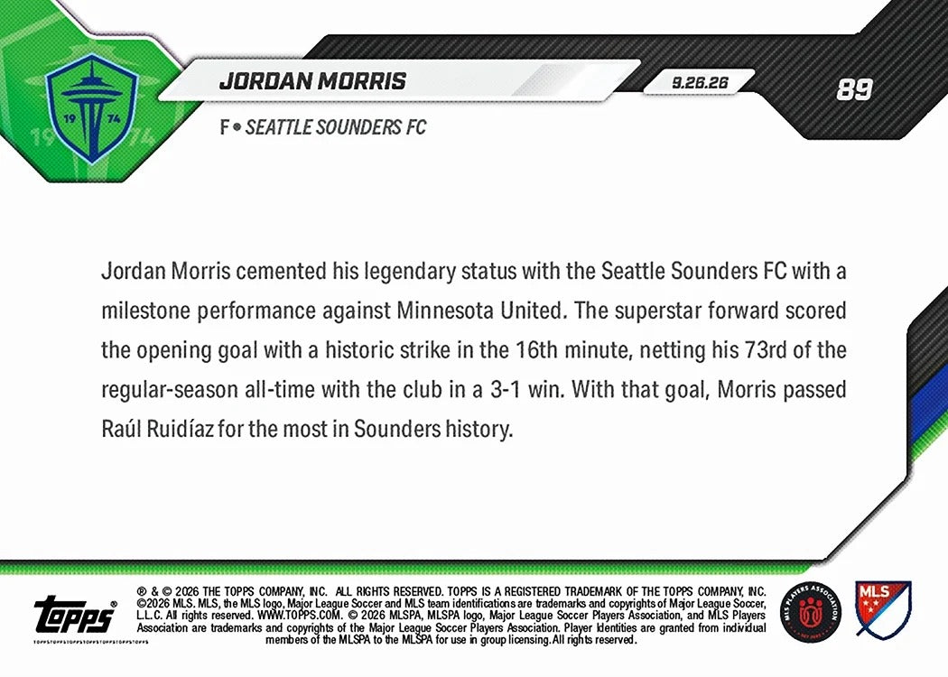 2026 | Topps | Now | MLS | #089 | Jordan Morris | Base