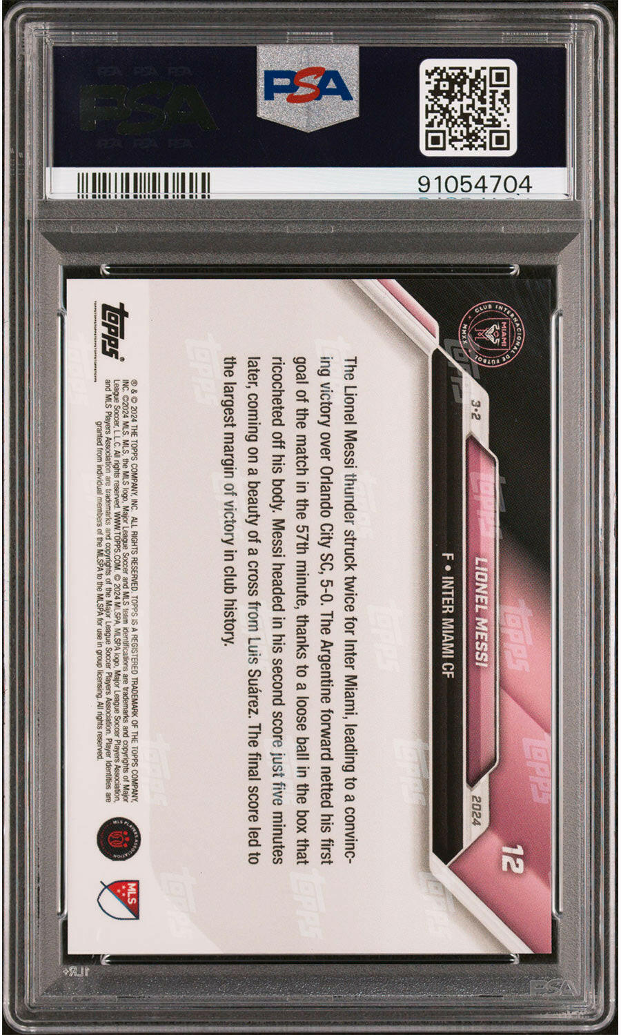 Lionel Messi - 2024 - Topps Now MLS - #12 - Inter Miami - Blue - Numerada 29/49 - PSA 10 - World Trading Cards Fútbol - Tarjeta Fútbol - Cromo Graded