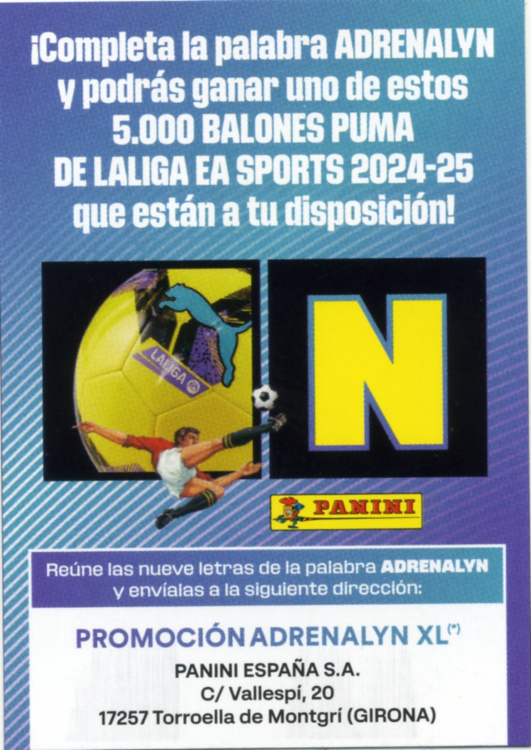 Letra Balón Liga - Letra "N" - Panini Adrenalyn XL La Liga 2024/2025