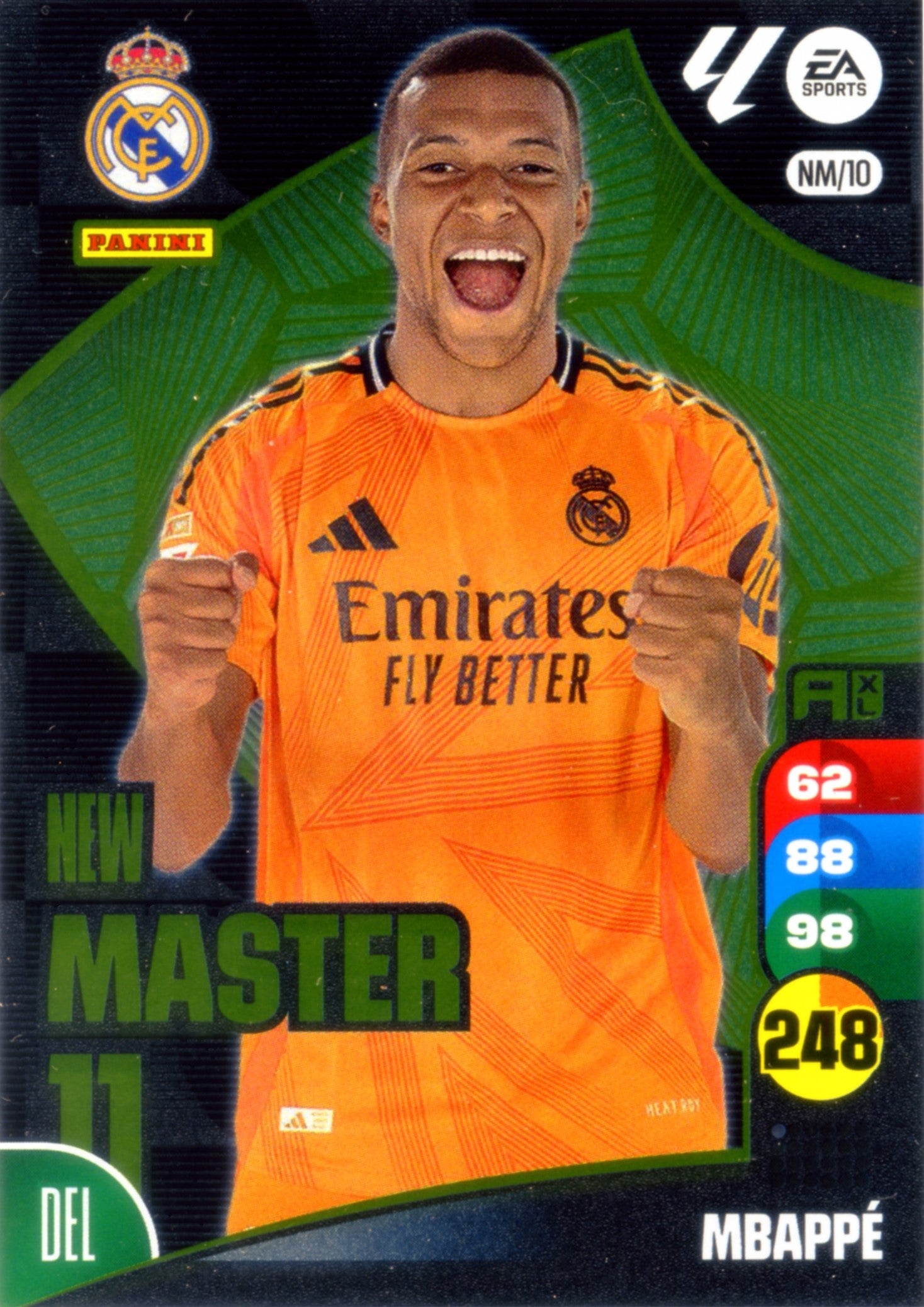 Panini Adrenalyn XL La Liga 2024/2025 - #NM/0010 - NEW MASTER 11 - MBAPPÉ - 1ª Edición, Cromo RAW