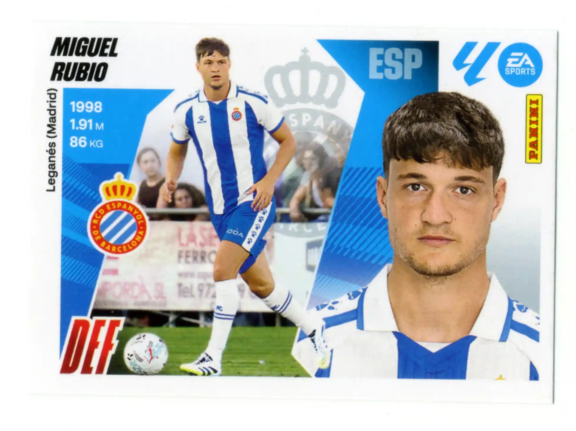 Cromo Trading Card Fútbol-Miguel Rubio-RCD Espanyol-Panini Liga Este  2025/2026-UF7-Básico