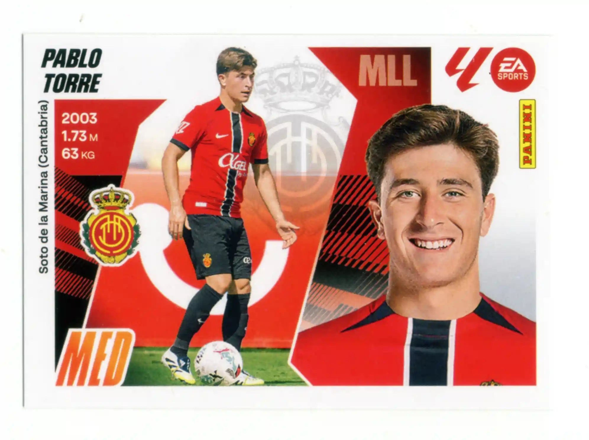 Cromo Trading Card Fútbol-Pablo Torre-RCD Mallorca-Panini Liga Este  2025/2026-UF12-Básico