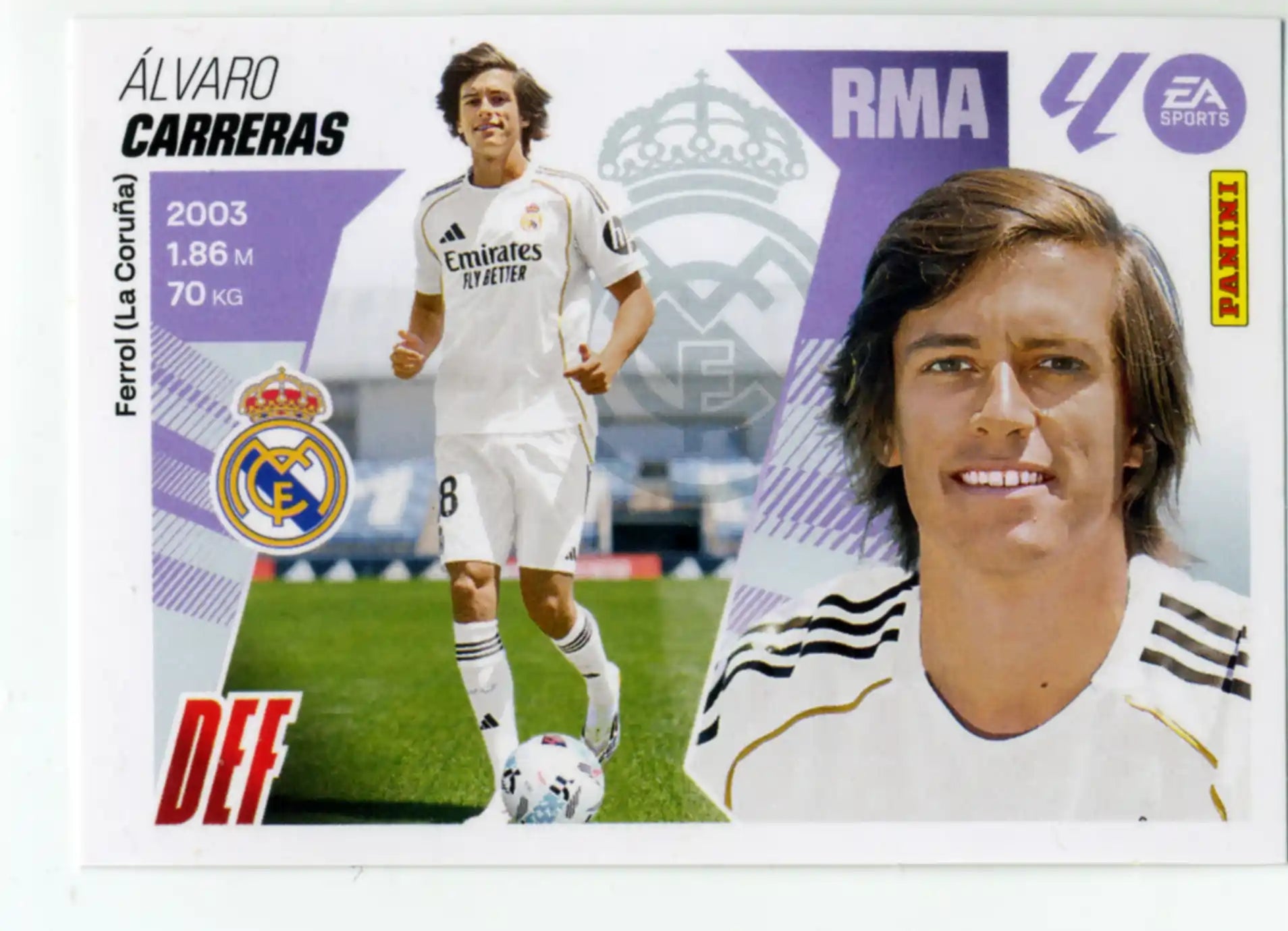 Cromo Trading Card Fútbol-Carreras-Real Madrid -Panini Liga Este  2025/2026-UF18-Básico
