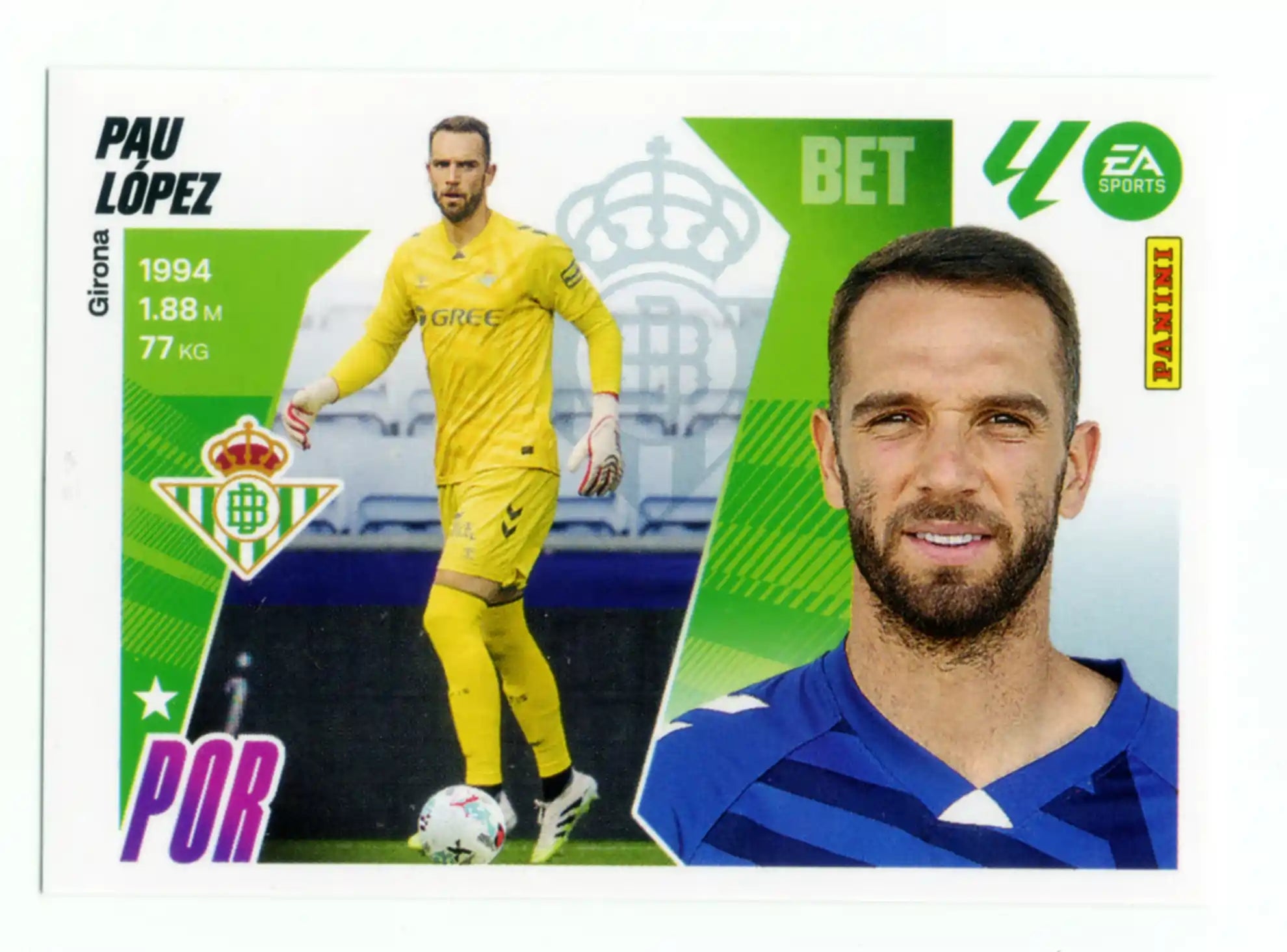 Cromo Trading Card Fútbol-Pau López-Real Betis-Panini Liga Este  2025/2026-3-Básico
