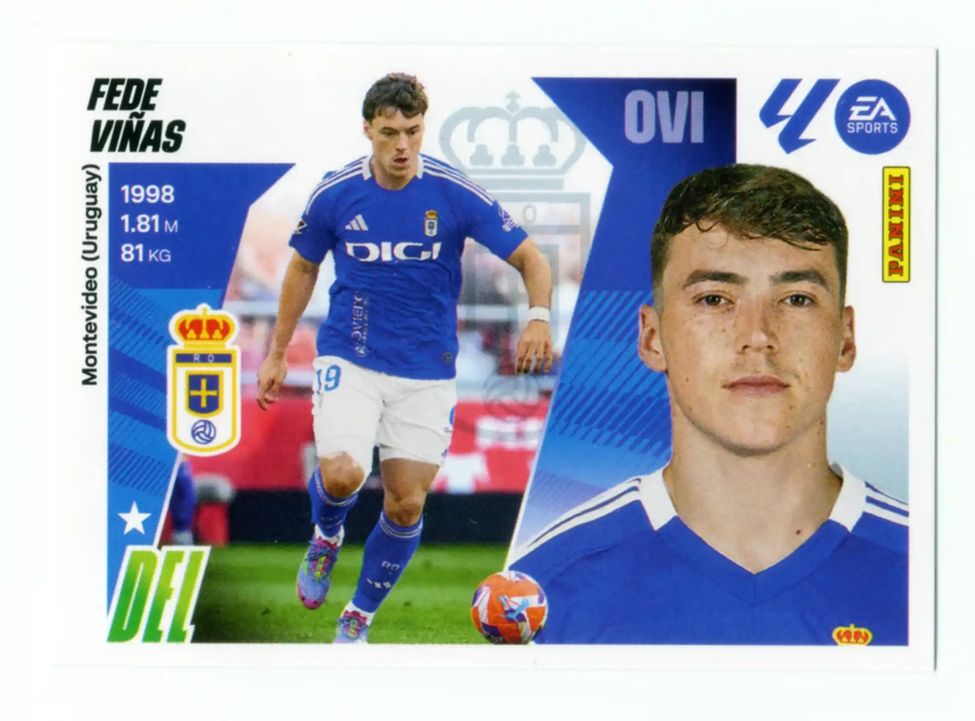 Cromo Trading Card Fútbol-Fede Viñas-Real Oviedo-Panini Liga Este  2025/2026-18B -Básico