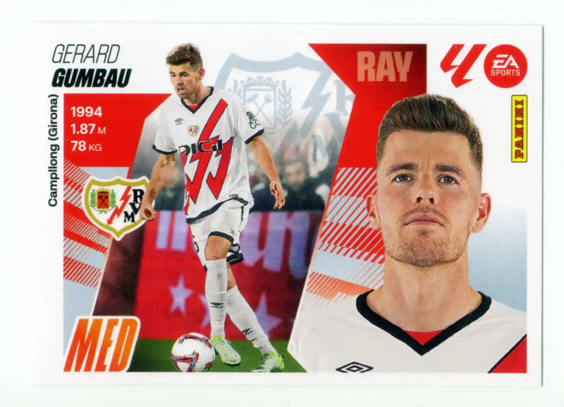 Cromo Trading Card Fútbol-Gumbau-Rayo Vallecano-Panini Liga Este  2025/2026-13Bis-Básico