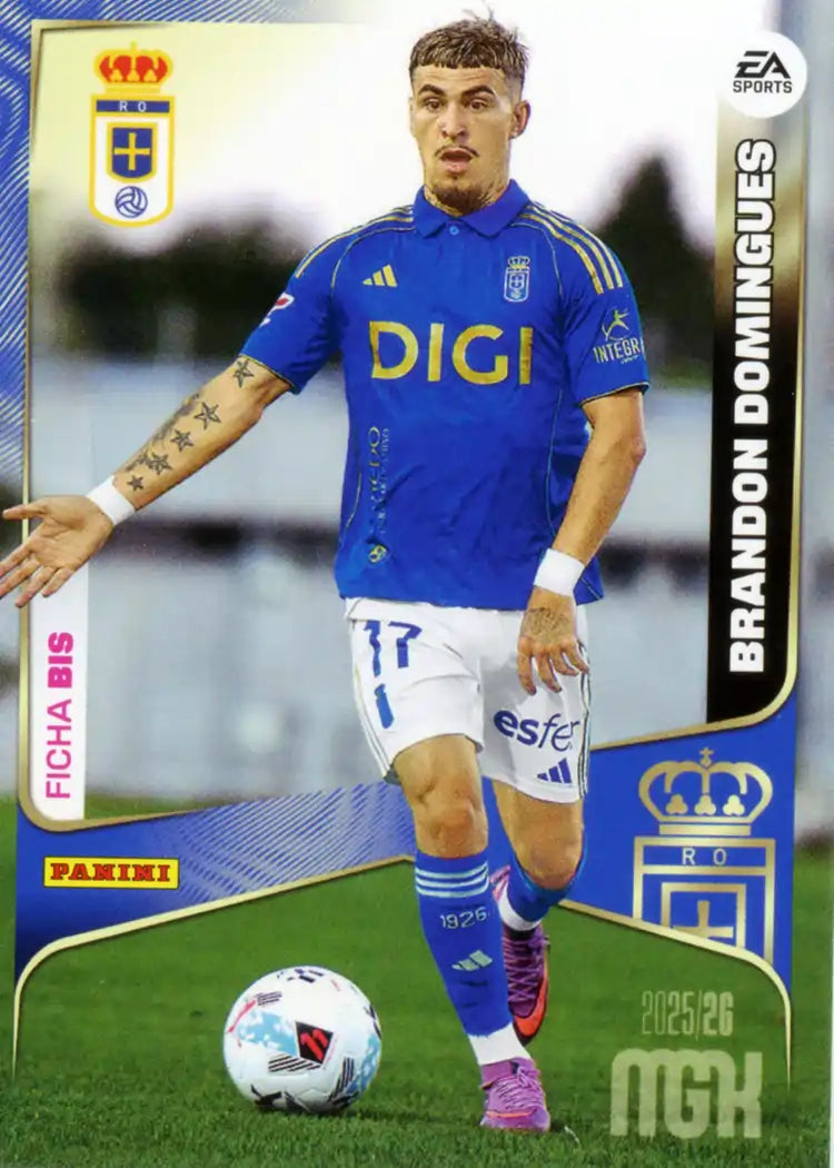 Cromo Trading Card Fútbol-Brandon Domingues-Real Oviedo-Panini Megacracks 2025-2026-287 Bis-Basico