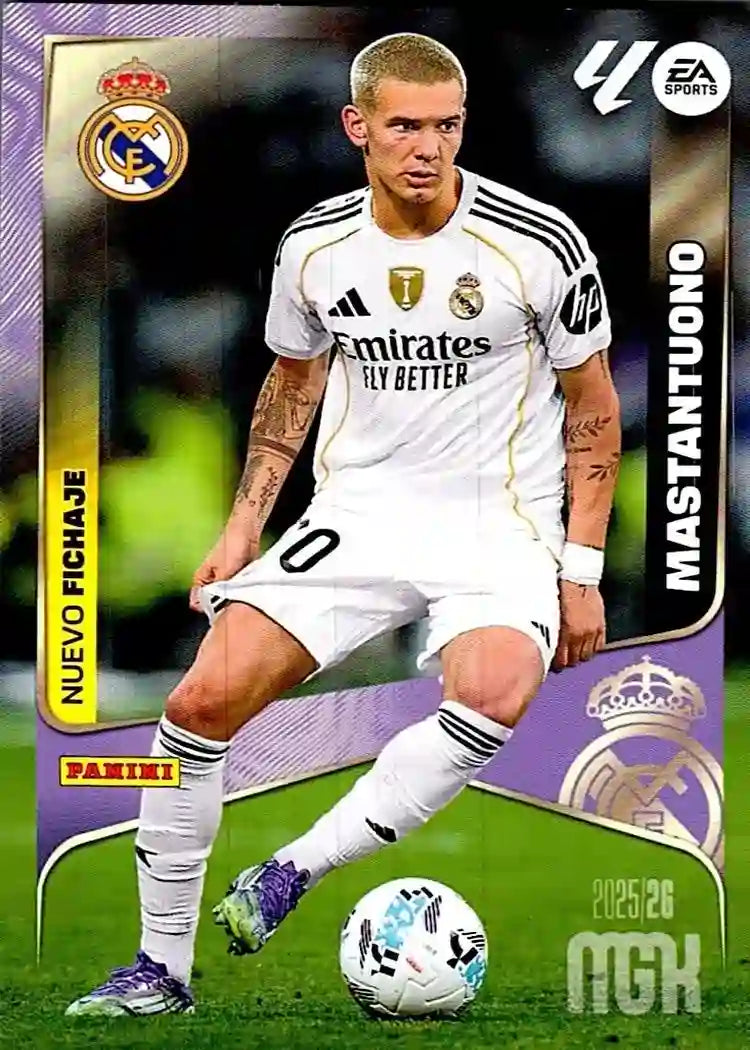 Cromo Trading Card Fútbol-Mastantuono- Real Madrid-Panini Megacracks 2025-2026-476-Nuevos Fichajes