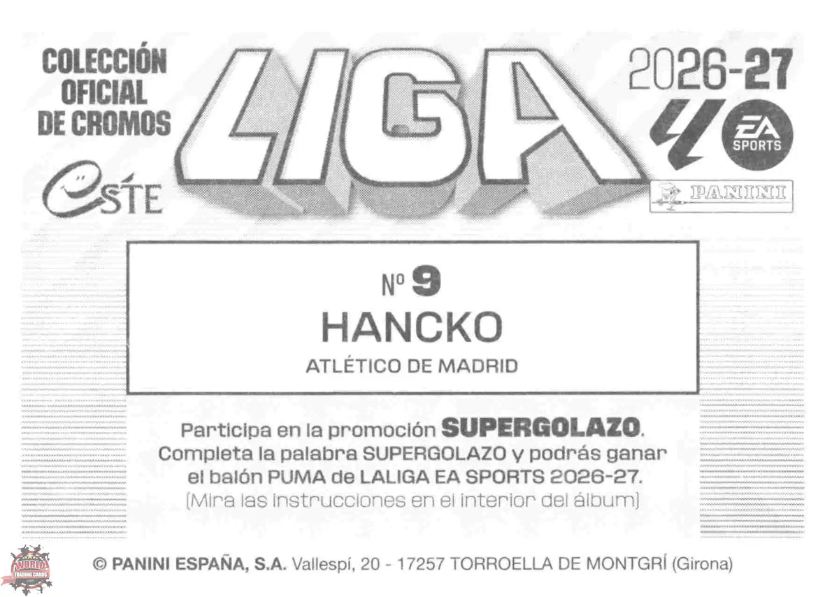 Panini | Liga Este | 2026-2027 | Atlético de Madrid | Basico | #09 | Hancko