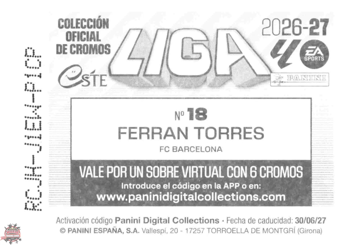Panini | Liga Este | 2026-2027 | FC Barcelona | Basico | #18 | Ferran Torres