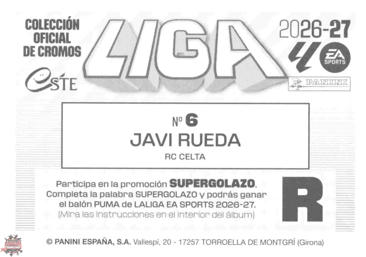 Panini | Liga Este | 2026-2027 | RC Celta de Vigo | Basico | #06 | Javi Rueda
