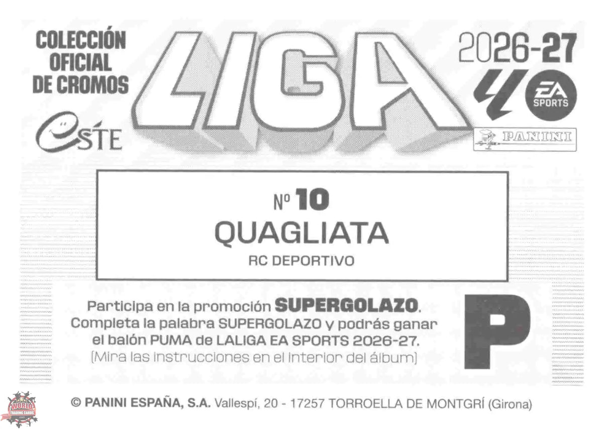 Panini | Liga Este | 2026-2027 | Deportivo La Coruña | Basico | #10 | Quagliata