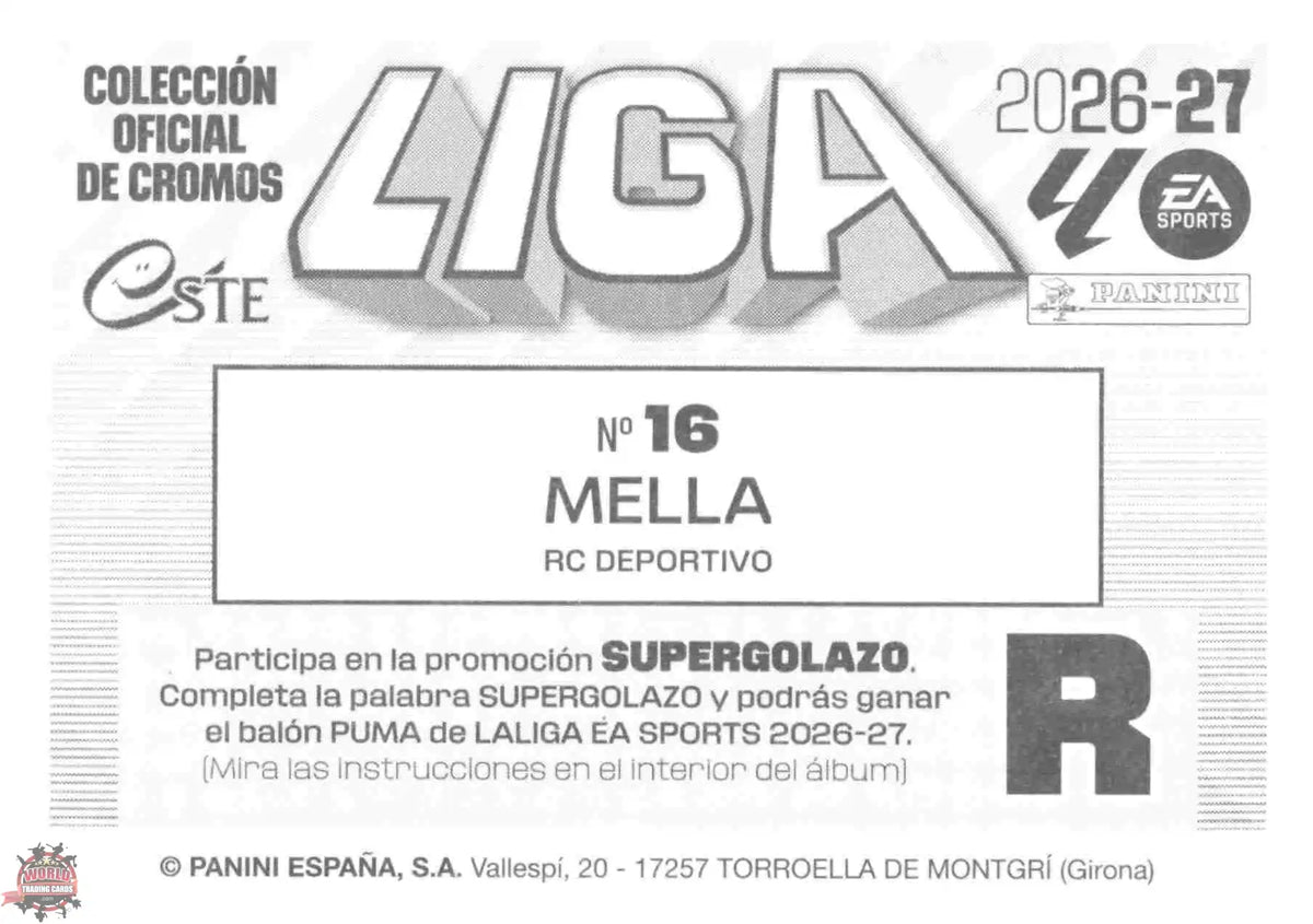 Panini | Liga Este | 2026-2027 | Deportivo La Coruña | Basico | #16 | Mella