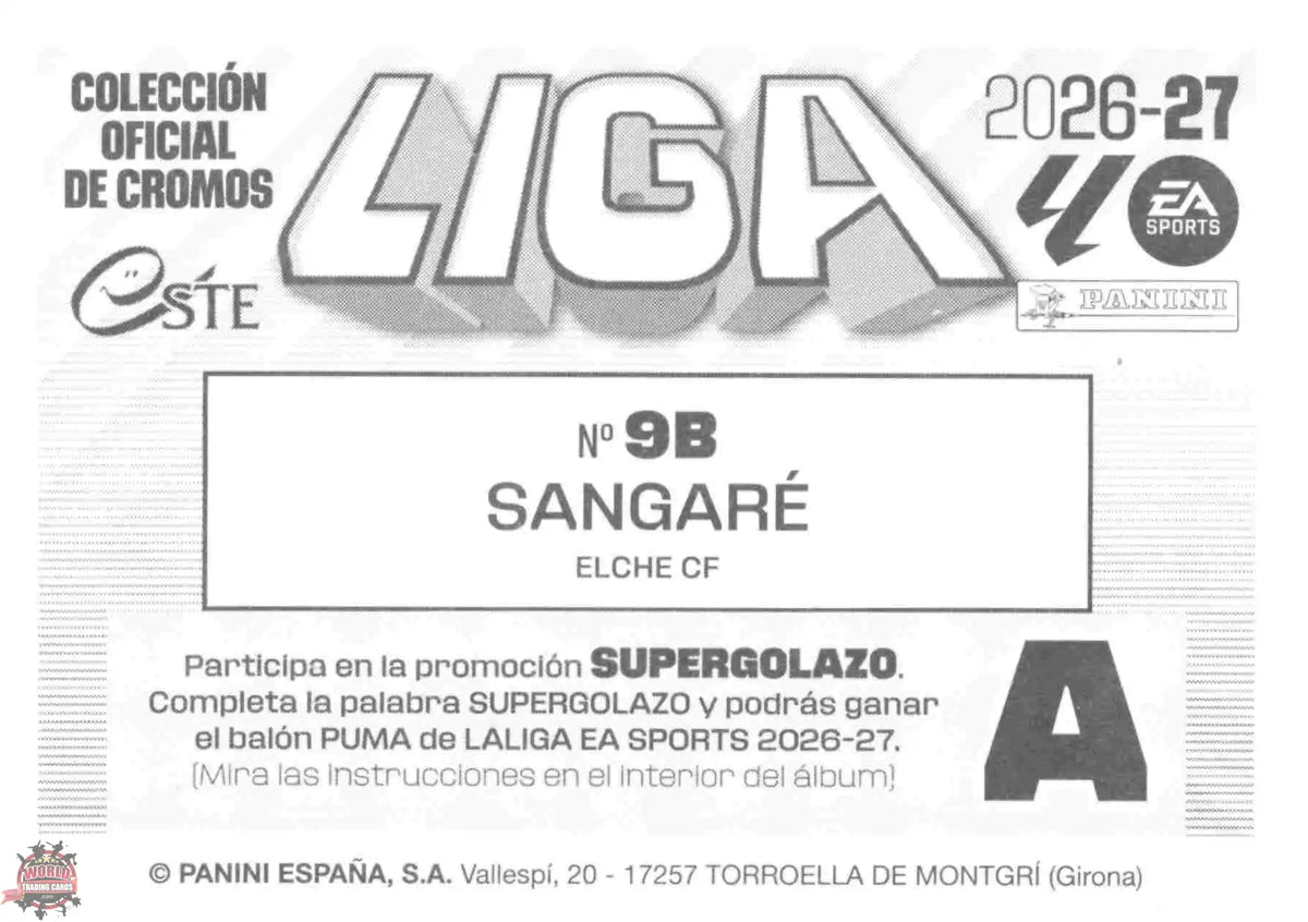 Panini | Liga Este | 2026-2027 | Elche CF | Basico | #09B | Sangaré
