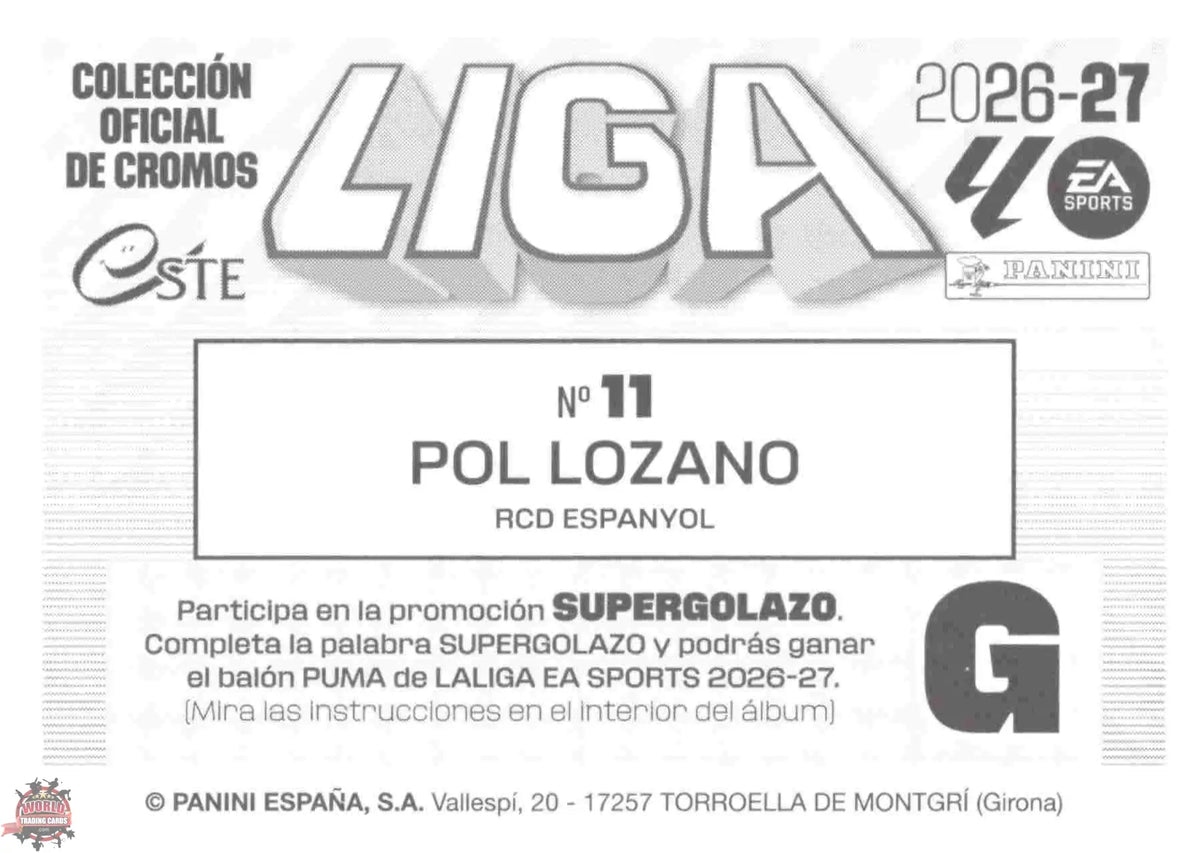 Panini | Liga Este | 2026-2027 | RCD Espanyol | Basico | #11 | Pol Lozano