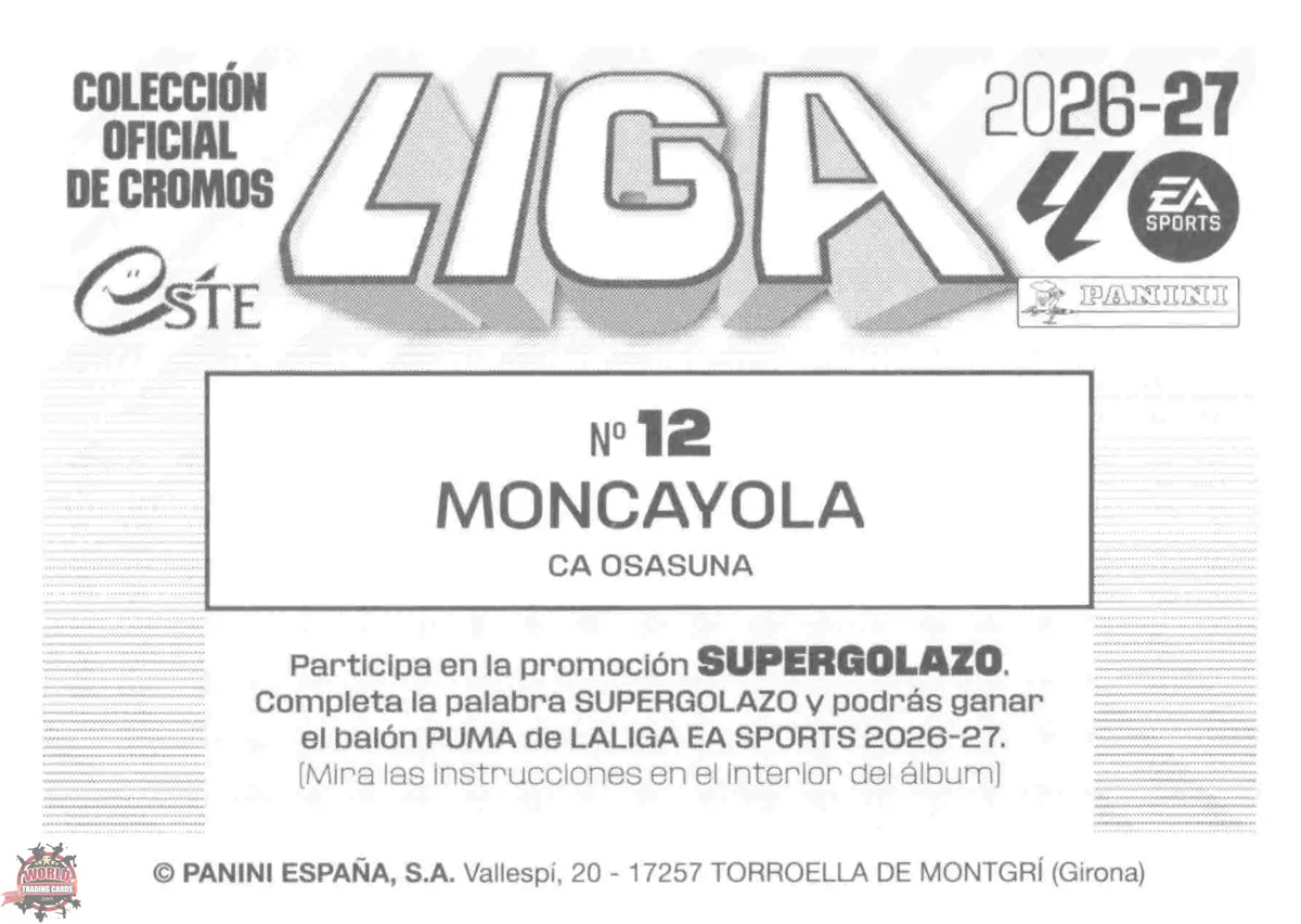 Panini | Liga Este | 2026-2027 | C.A. Osasuna | Basico | #12 | Moncayola