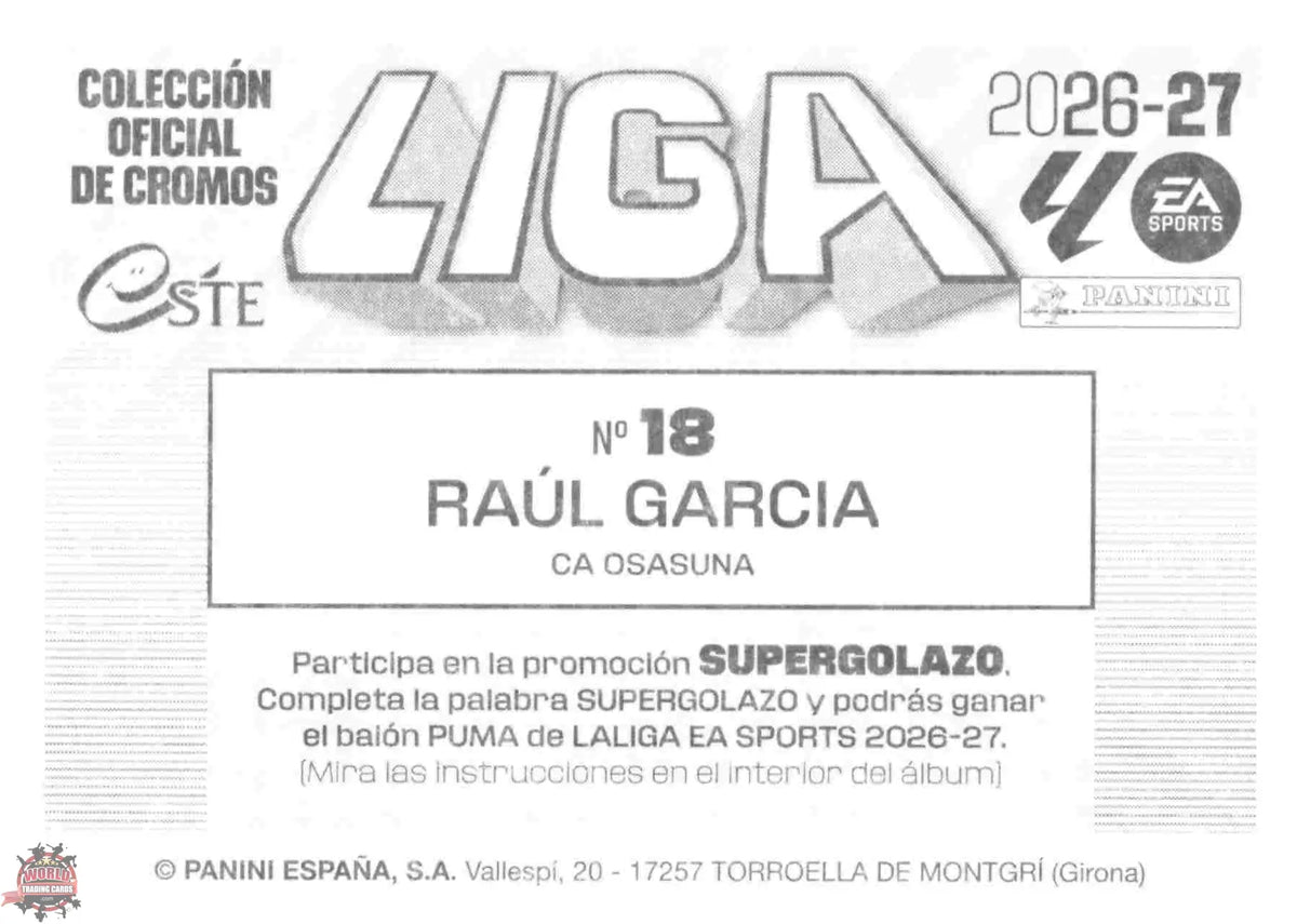 Panini | Liga Este | 2026-2027 | C.A. Osasuna | Basico | #18 | Raúl García