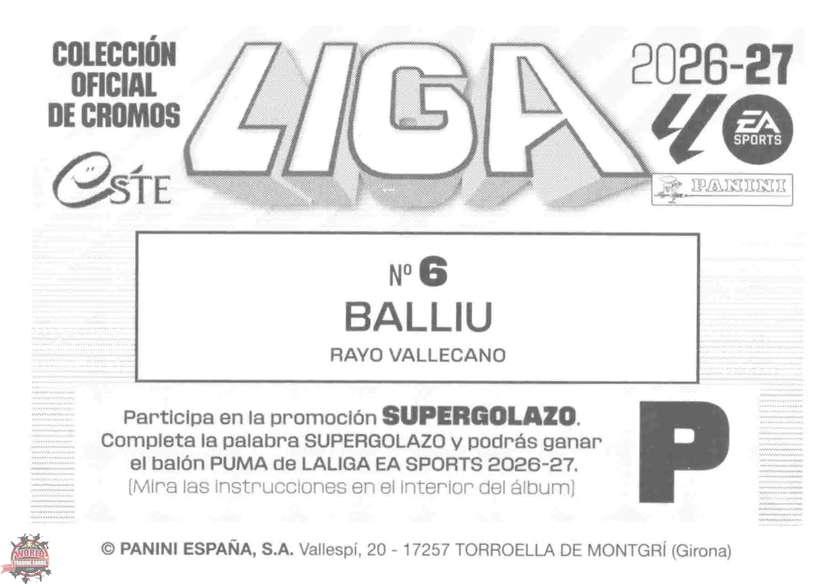 Panini | Liga Este | 2026-2027 | Rayo Vallecano | Basico | #06 | Balliu