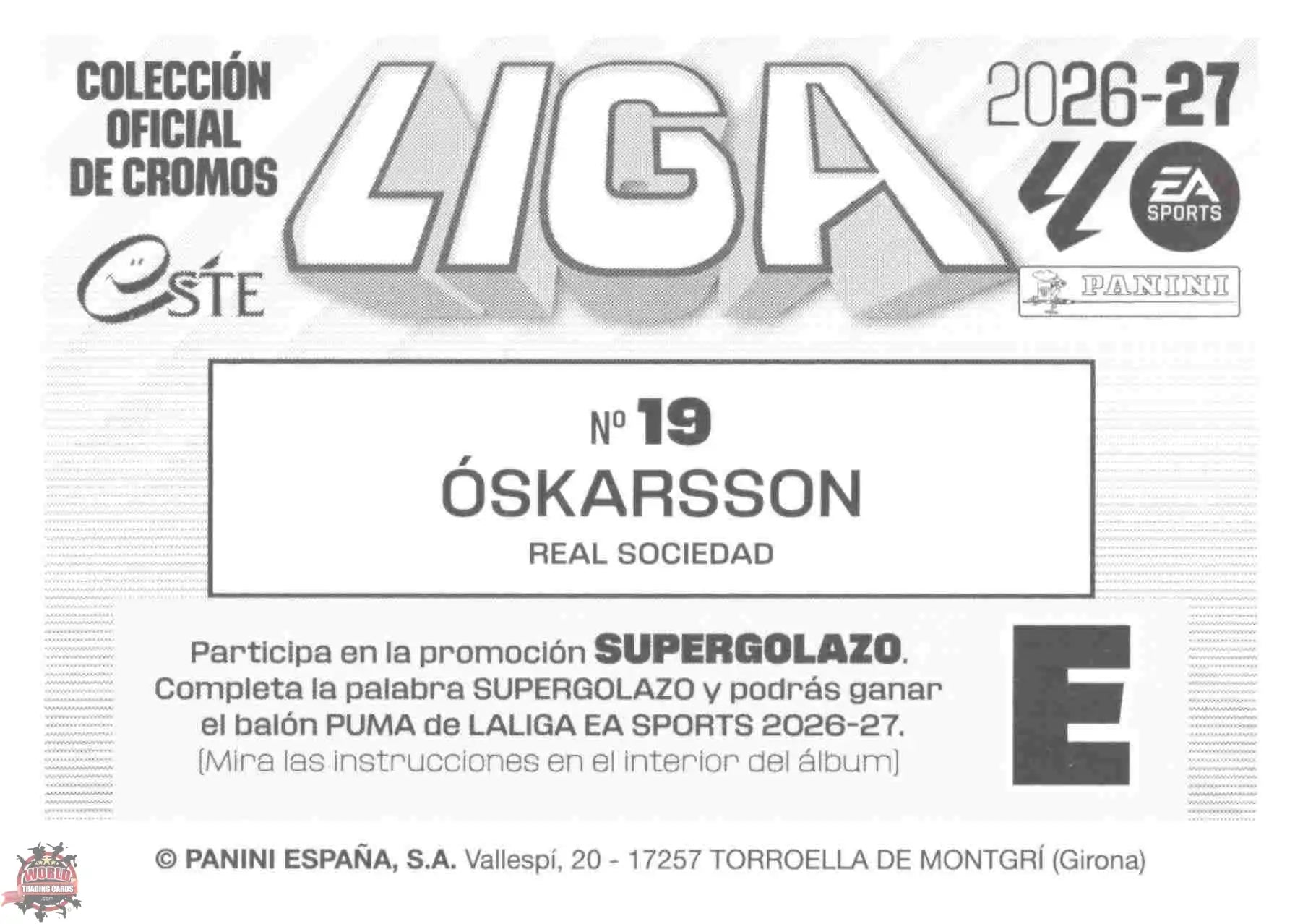 Panini | Liga Este | 2026-2027 | Real Sociedad | Basico | #19 | Oskarsson