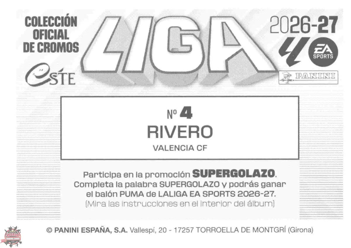 Panini | Liga Este | 2026-2027 | Valencia CF | Basico | #04 | Rivero