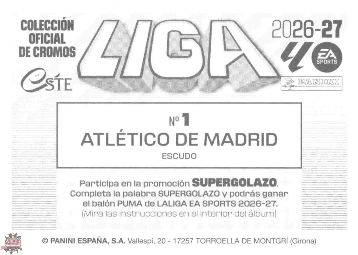 Panini | Liga Este | 2026-2027 | Atlético de Madrid | Basico | #01 | Escudo