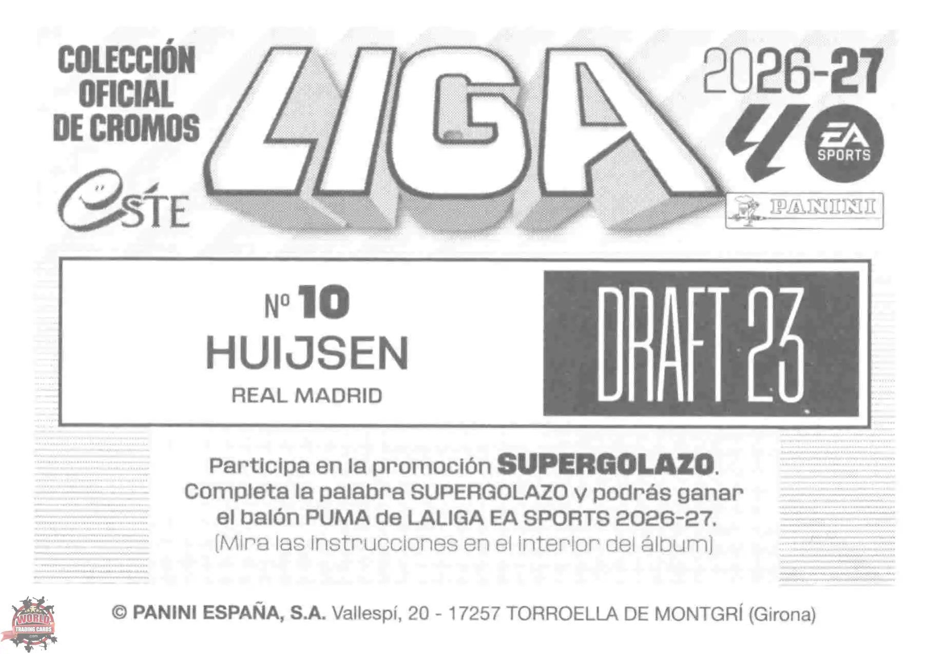 Panini | Liga Este | 2026-2027 | Real Madrid CF | Draft 23 | #10 | Huijsen