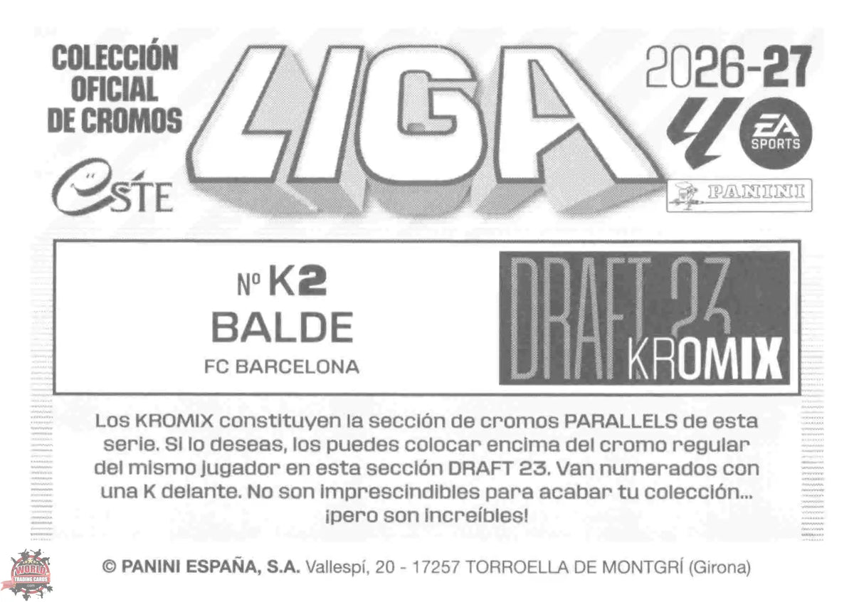 Panini | Liga Este | 2026-2027 | FC Barcelona | Draft 23 Kromix | #K02 | Balde