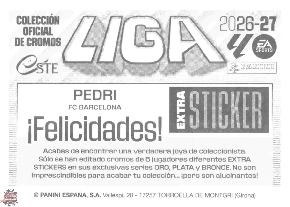 Panini | Liga Este | 2026-2027 | FC Barcelona | Extra Sticker - Bronce | #ESB04 | Pedri